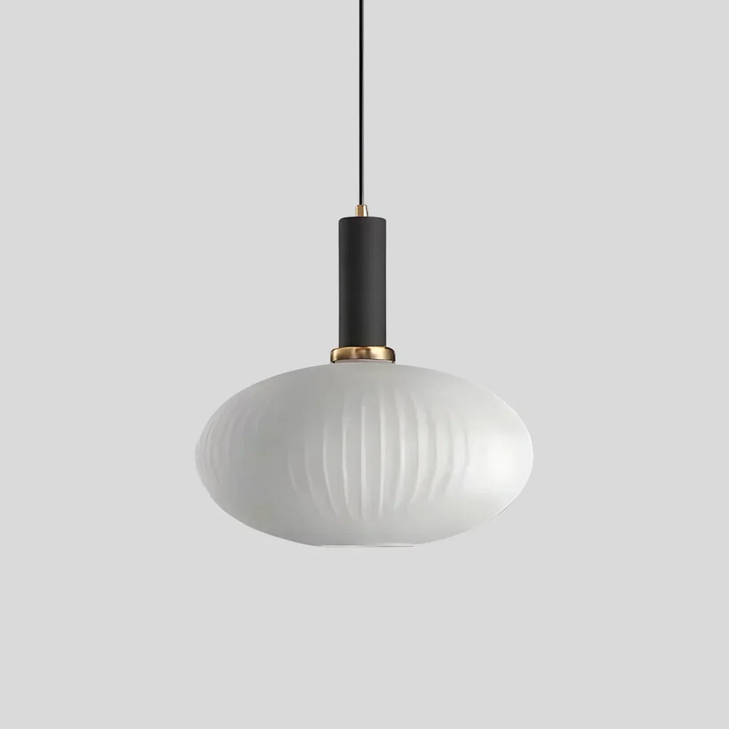 Nordic Glass Pendant Light With Striped Shade Design