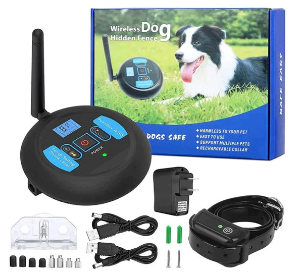 Wireless Dog Fence System With Adjustable Range And Waterproof Outdoor Use