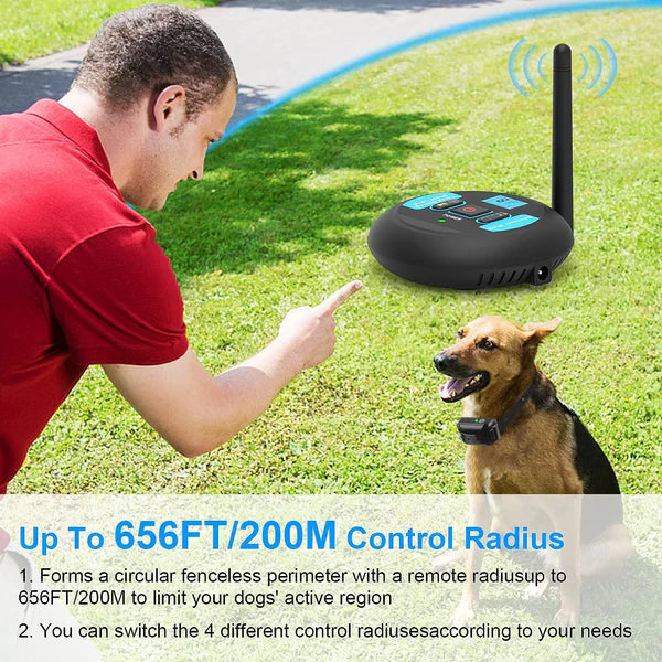 Wireless Dog Fence System With Adjustable Range And Waterproof Outdoor Use