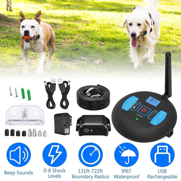 Wireless Dog Fence System With Adjustable Range And Waterproof Outdoor Use