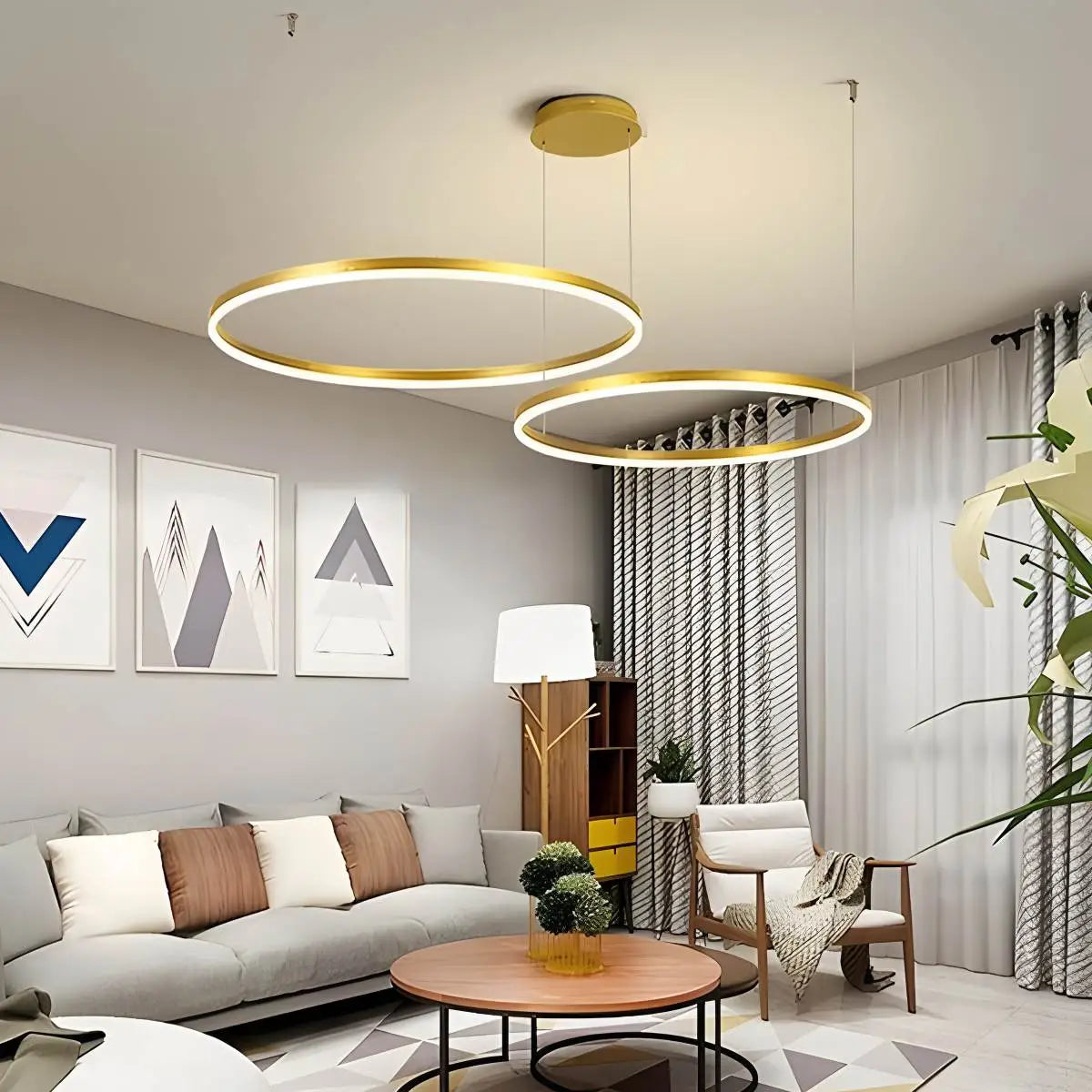 Sleek Ring Chandelier Wireless Ceiling Light With Built In LED