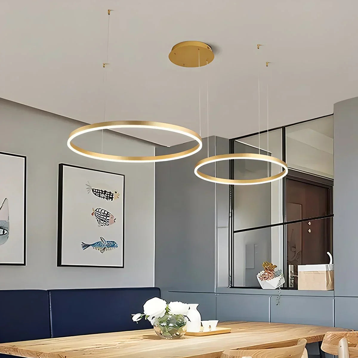 Sleek Ring Chandelier Wireless Ceiling Light With Built In LED