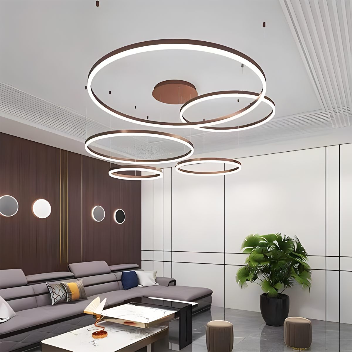 Sleek Ring Chandelier Wireless Ceiling Light With Built In LED