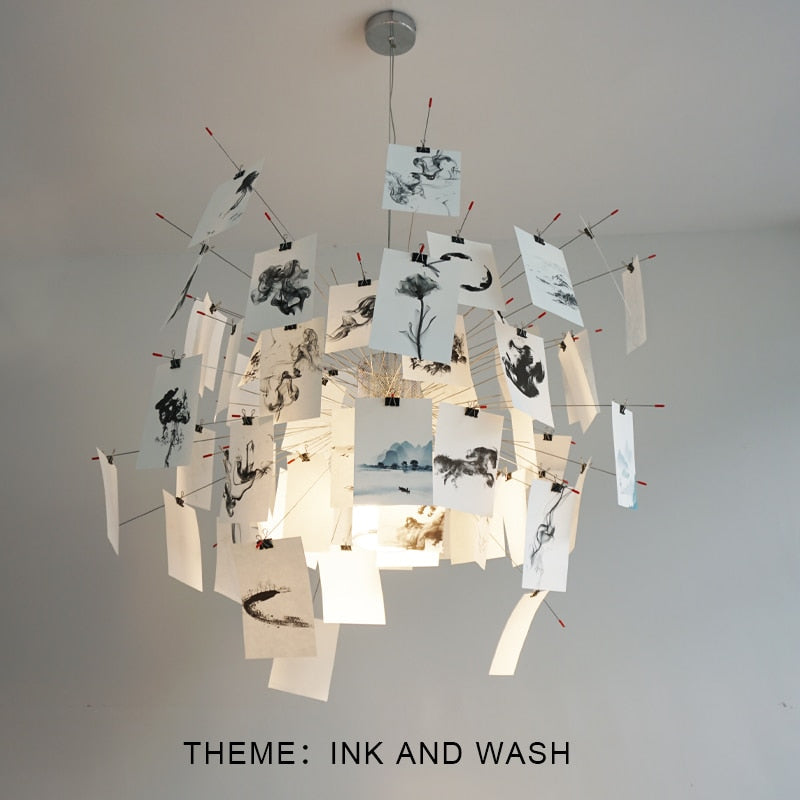 Ingo Maurer Zettel DIY Chandelier With Customizable Panels For Personalized Indoor Lighting
