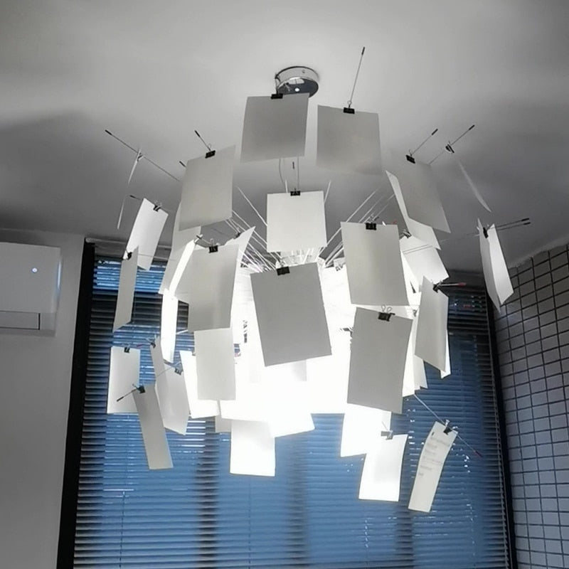 Ingo Maurer Zettel DIY Chandelier With Customizable Panels For Personalized Indoor Lighting