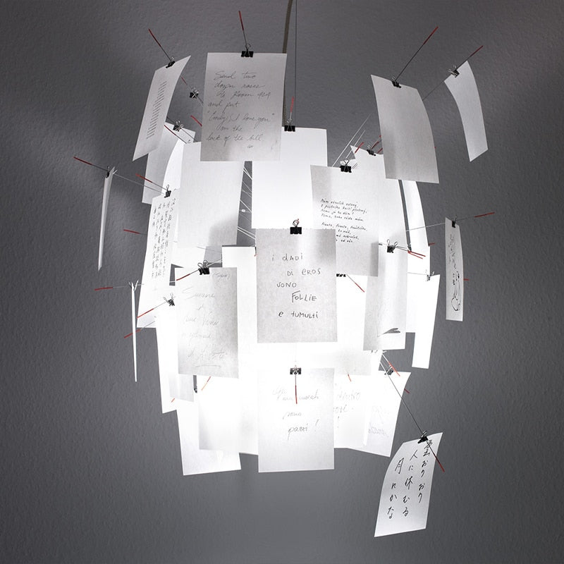 Ingo Maurer Zettel DIY Chandelier With Customizable Panels For Personalized Indoor Lighting