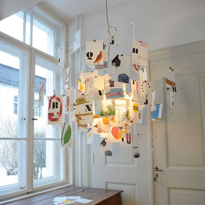 Ingo Maurer Zettel DIY Chandelier With Customizable Panels For Personalized Indoor Lighting