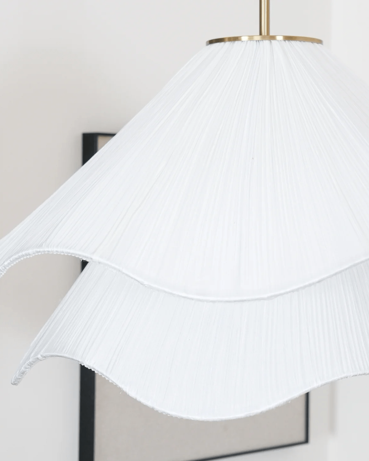 Florenza Pendant Light With Fabric Shade Petal Accent, Warm 3000K, 30cm
