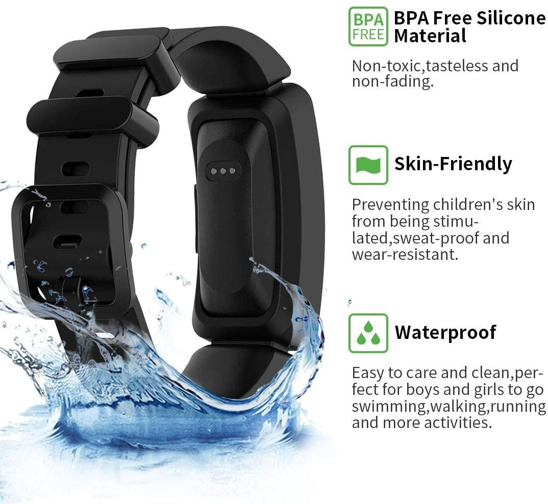 Replacement Black Silicone Band For Fitbit Ace 2 Strap