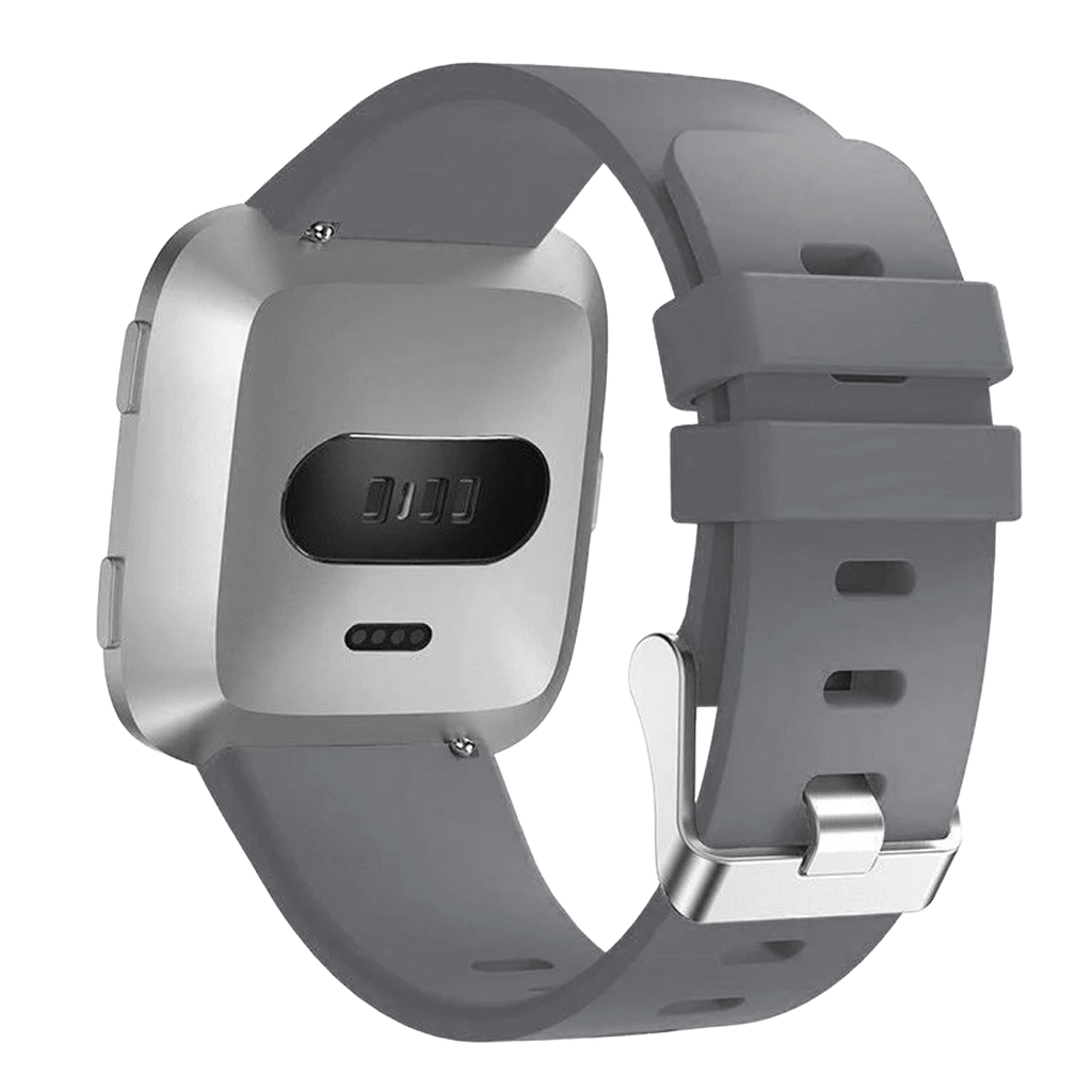 Grey Silicone Band With Buckle For Fitbit Versa And Versa 2