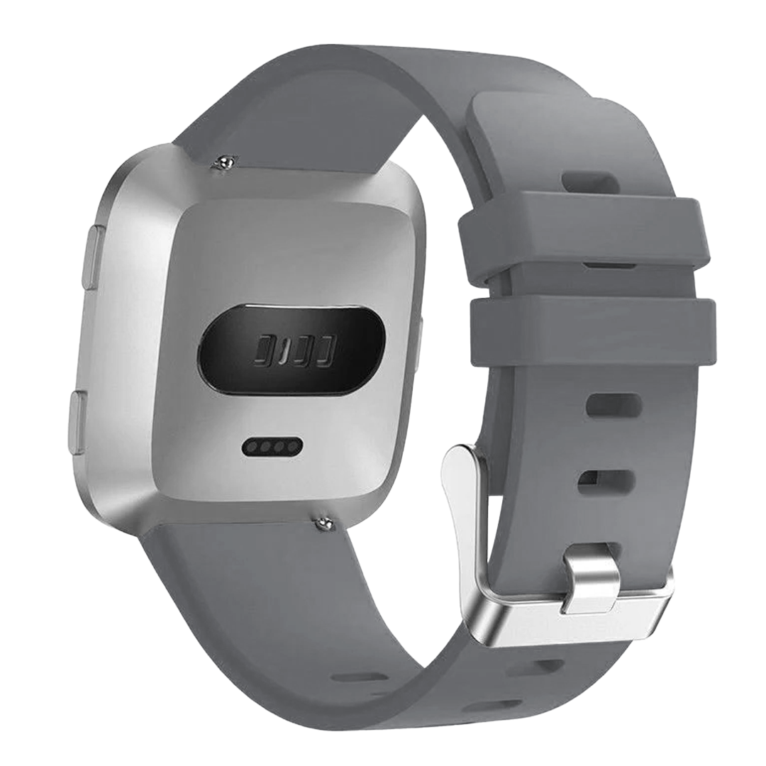 Grey Silicone Band With Buckle For Fitbit Versa And Versa 2