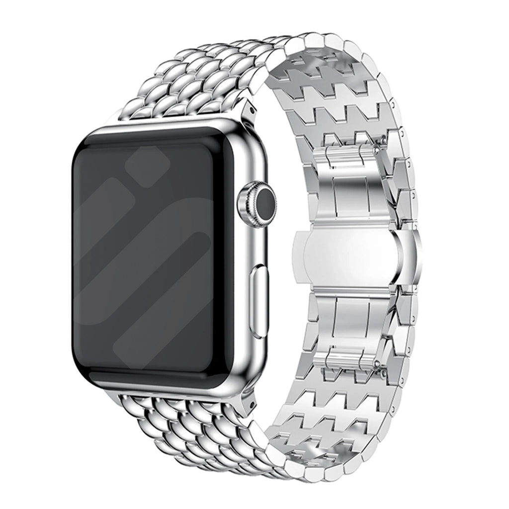 Dragon Steel Strap For Apple Watch In Silver Finish