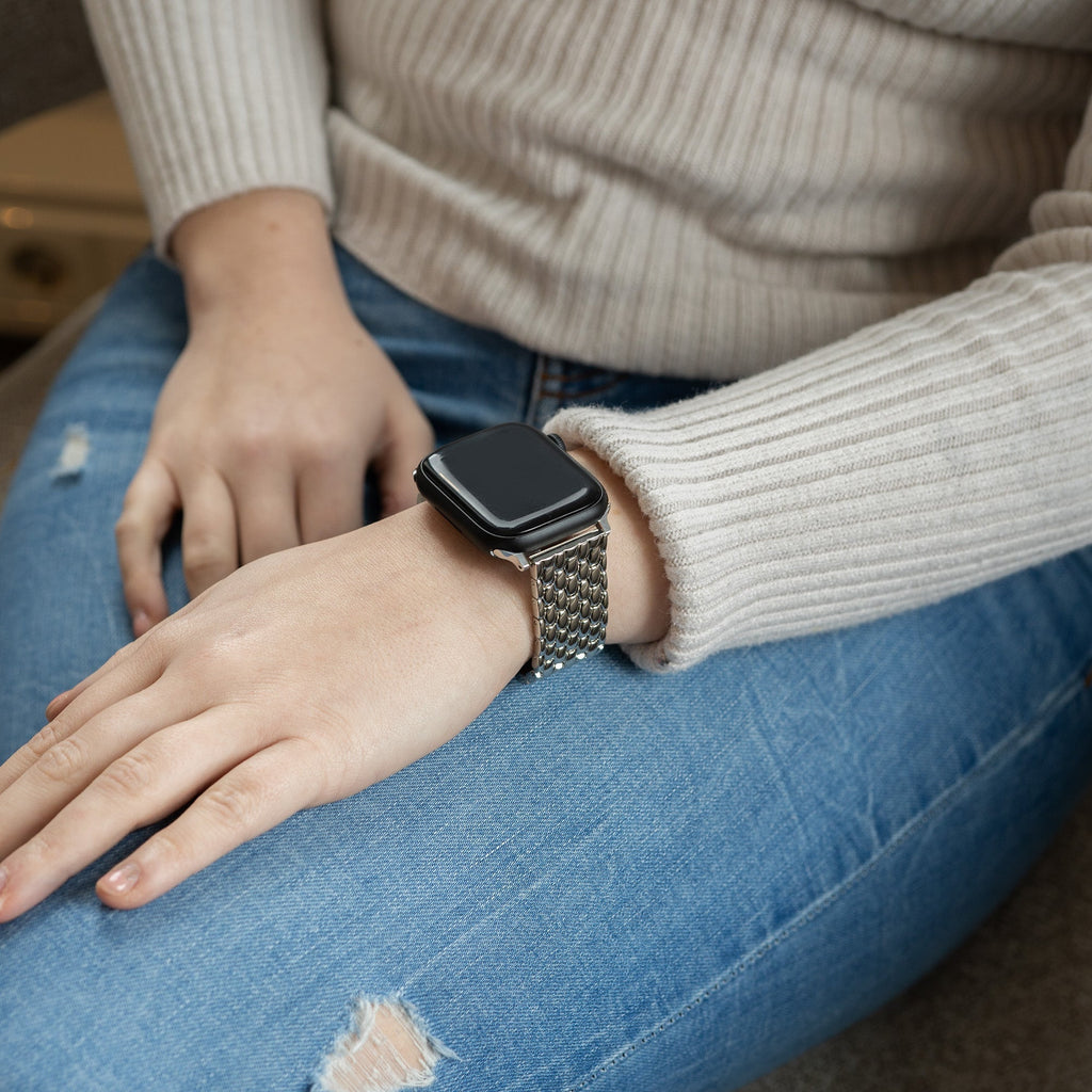 Dragon Steel Strap For Apple Watch In Silver Finish