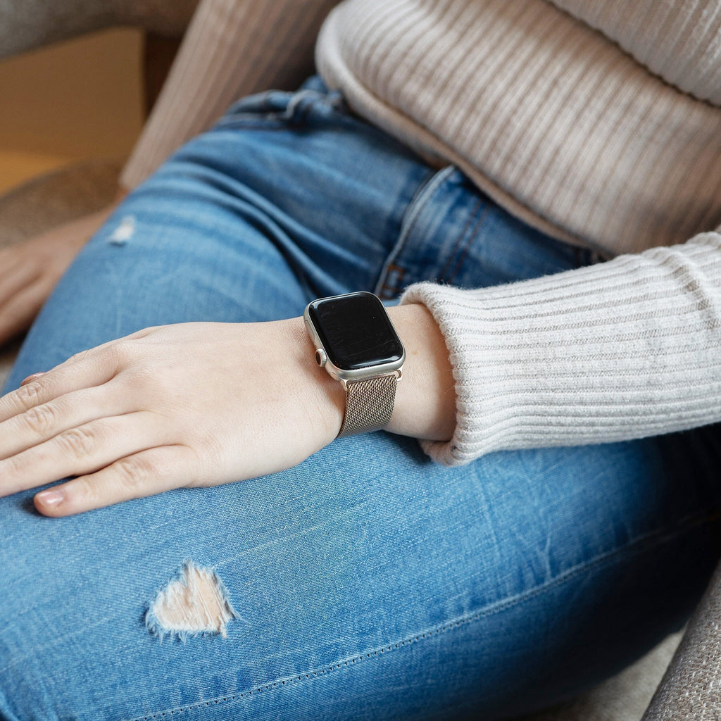 Champagne Finish Milanese Strap For Apple Watch Edition