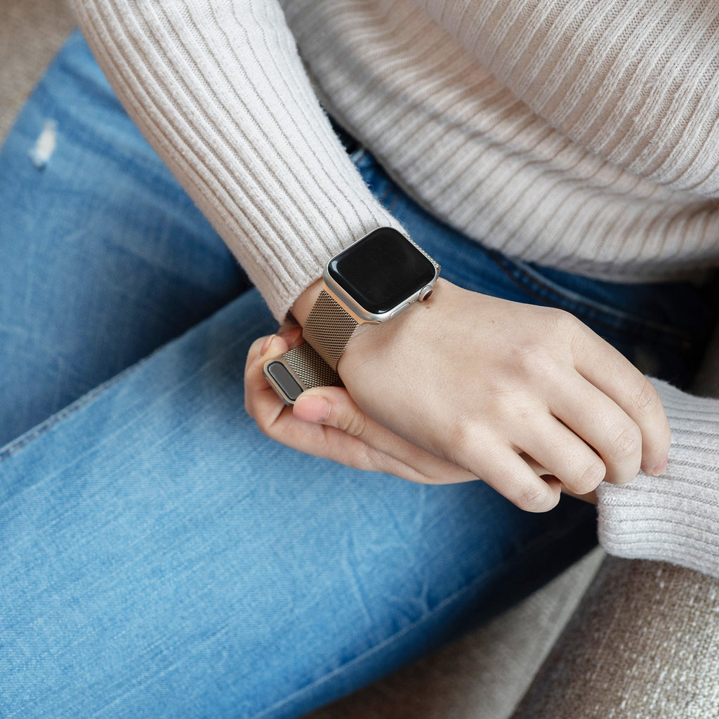 Champagne Finish Milanese Strap For Apple Watch Edition
