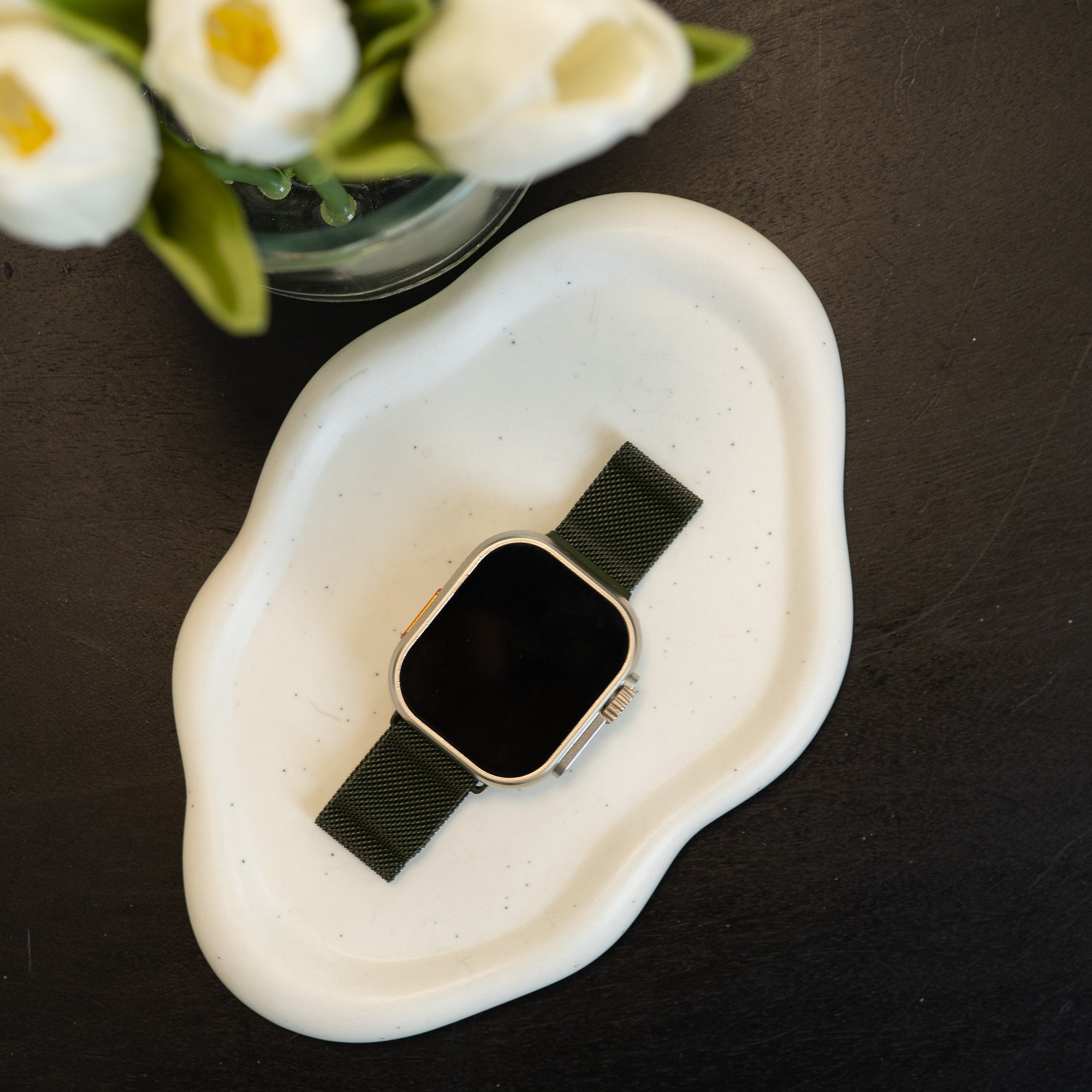Apple Watch Milanese Style Strap In Dark Green Shade