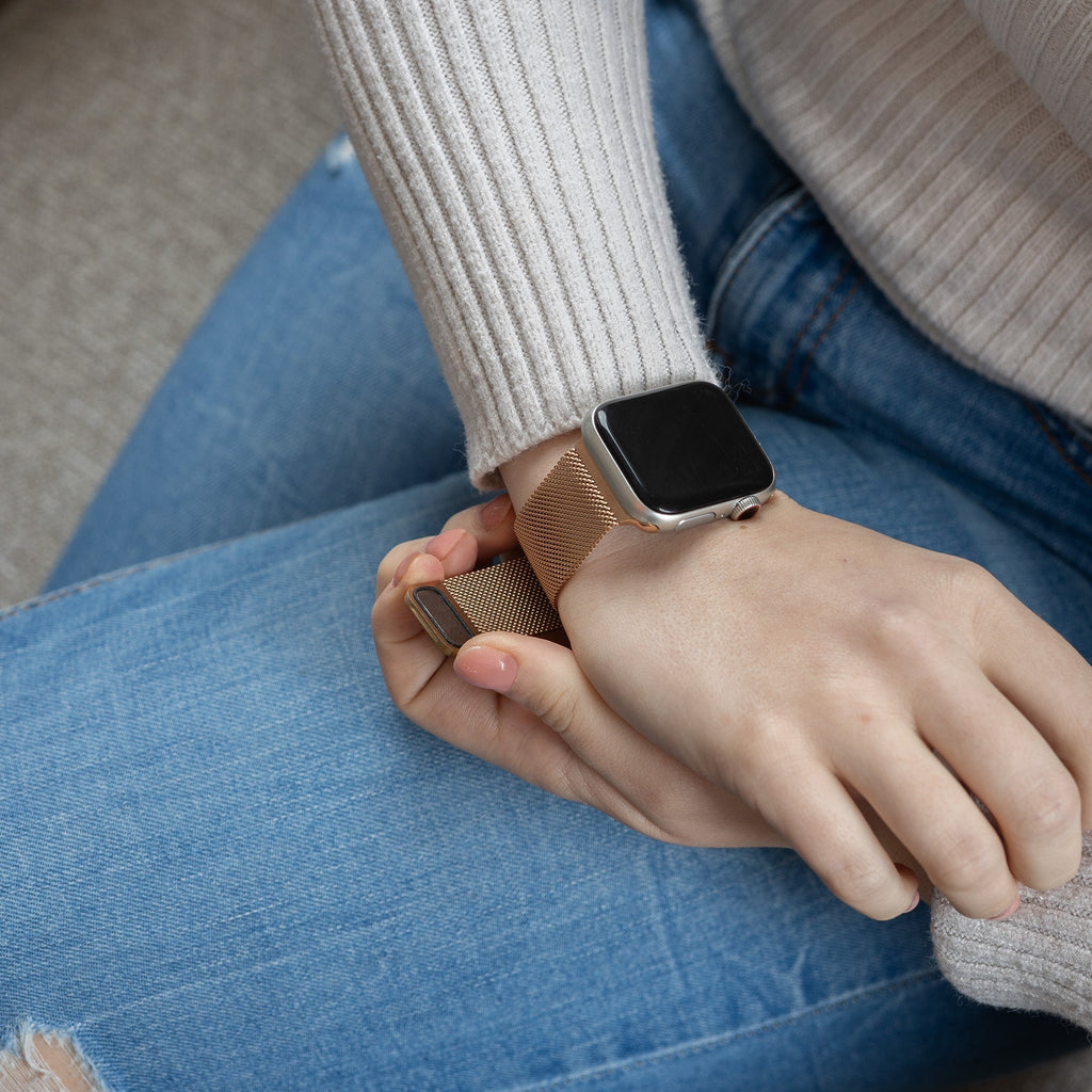 Apple Watch Rose Gold Milanese Band Finished In Elegant Style