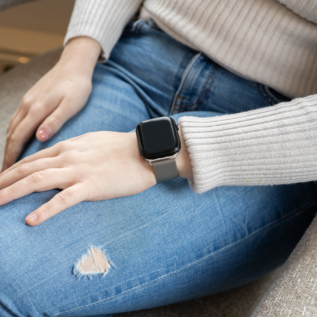 Premium Accessory For Apple Watch Silver Milanese Band