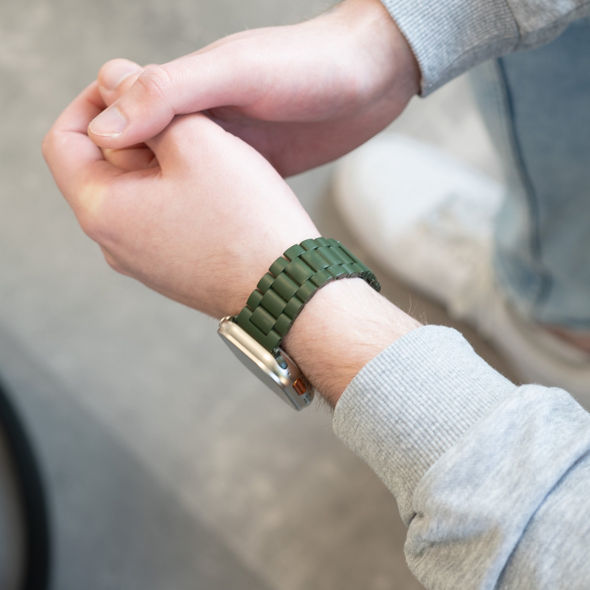 Apple Watch Stainless Steel Band In Dark Green Finish