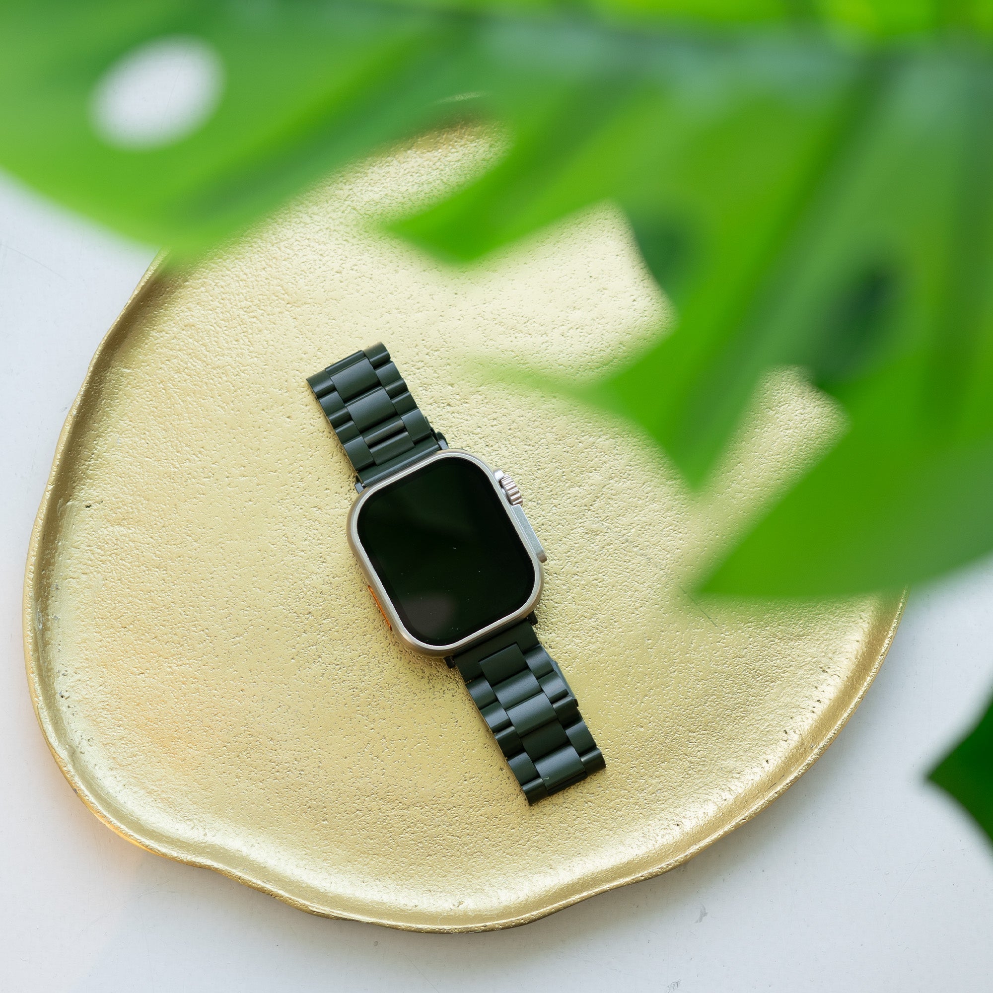 Apple Watch Stainless Steel Band In Dark Green Finish
