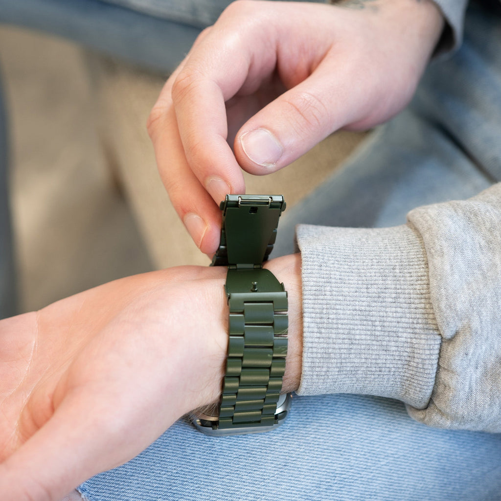 Apple Watch Stainless Steel Band In Dark Green Finish