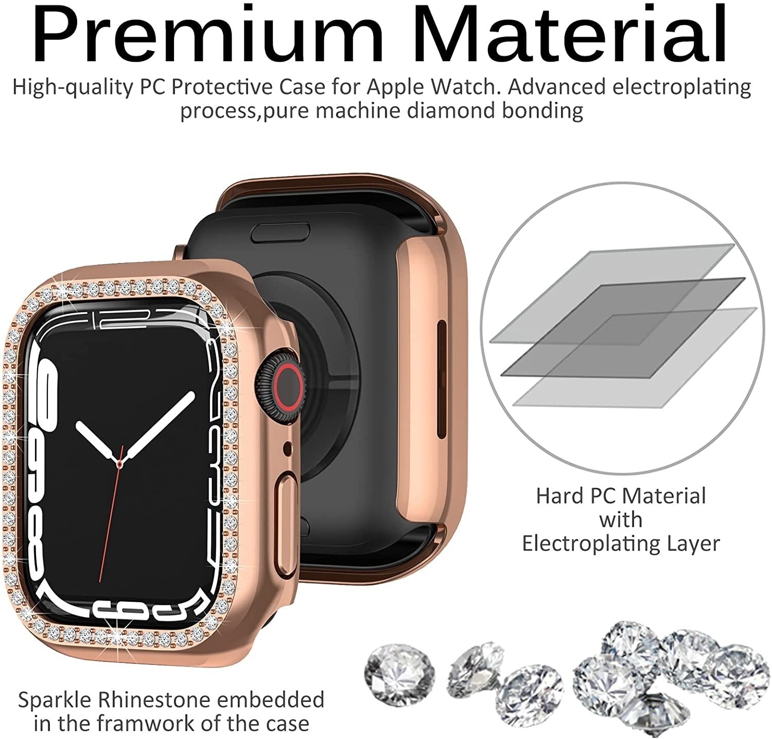Rose Gold Diamond PC Hard Case Apple Watch Accessory