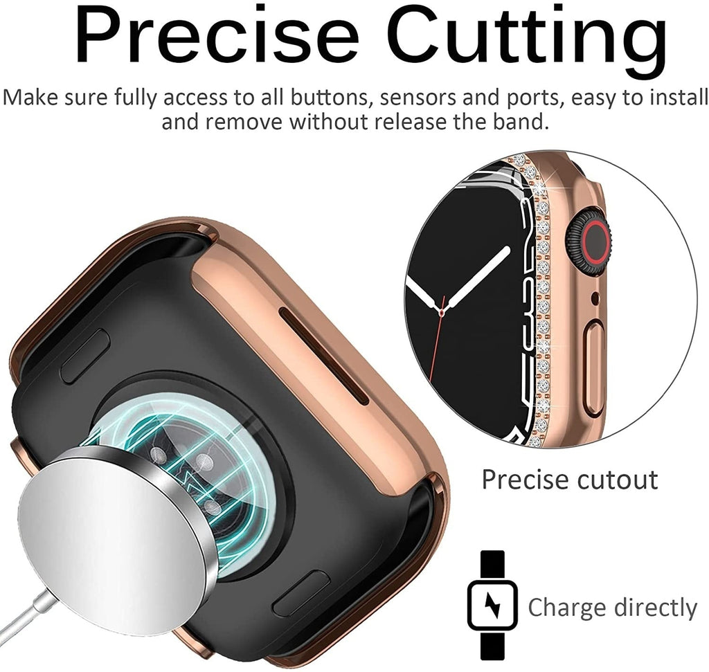 Rose Gold Diamond PC Hard Case Apple Watch Accessory