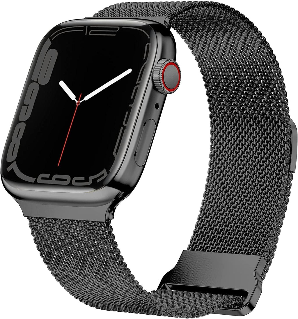 Apple Watch Mesh Milanese Strap With Buckle In Black