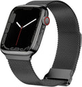 Apple Watch Mesh Milanese Strap With Buckle In Black