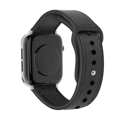 Apple Watch Black Leather Hybrid Replacement Band Strap