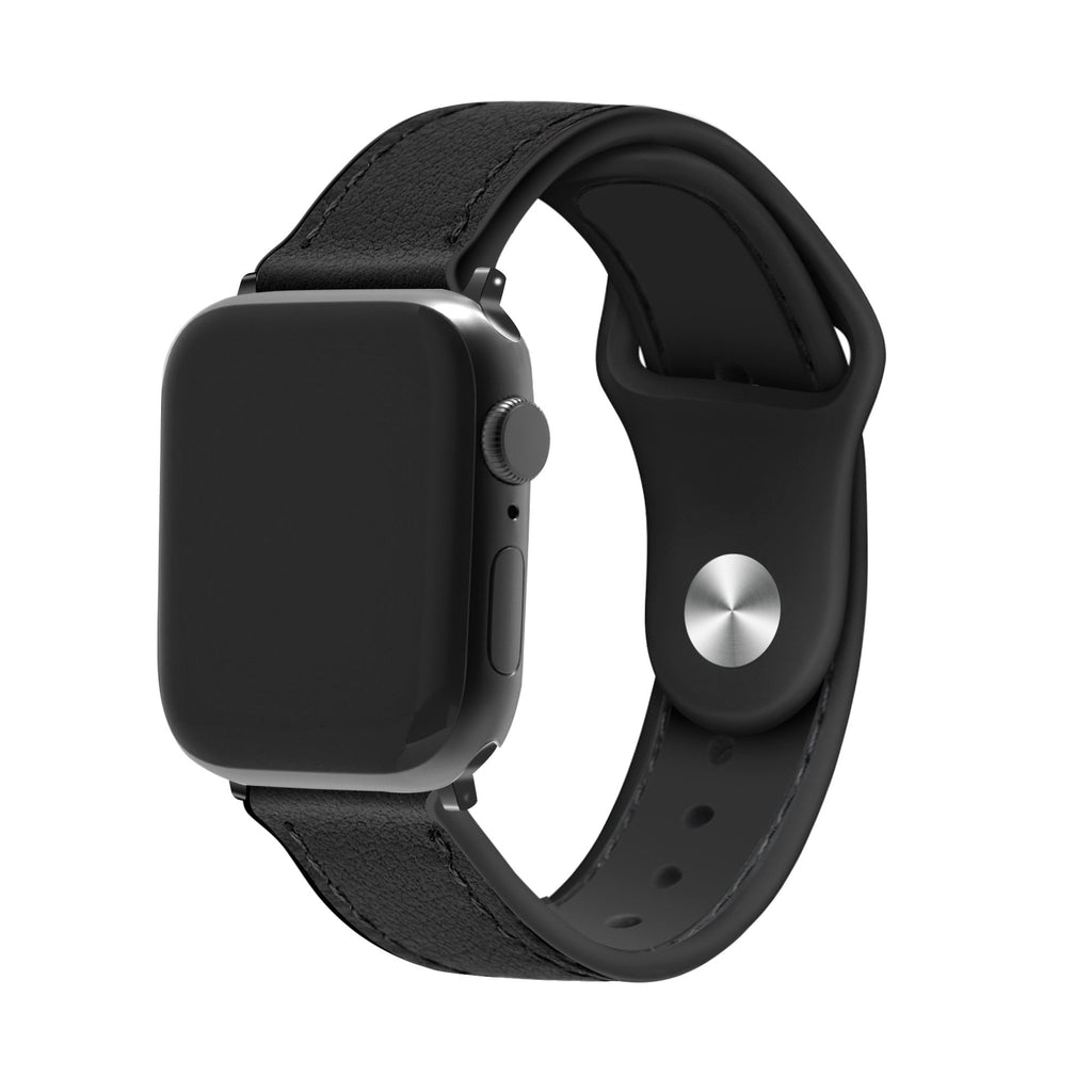 Apple Watch Black Leather Hybrid Replacement Band Strap
