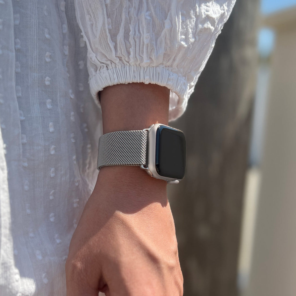 Apple Watch Silver Milanese Band With Buckle Finish