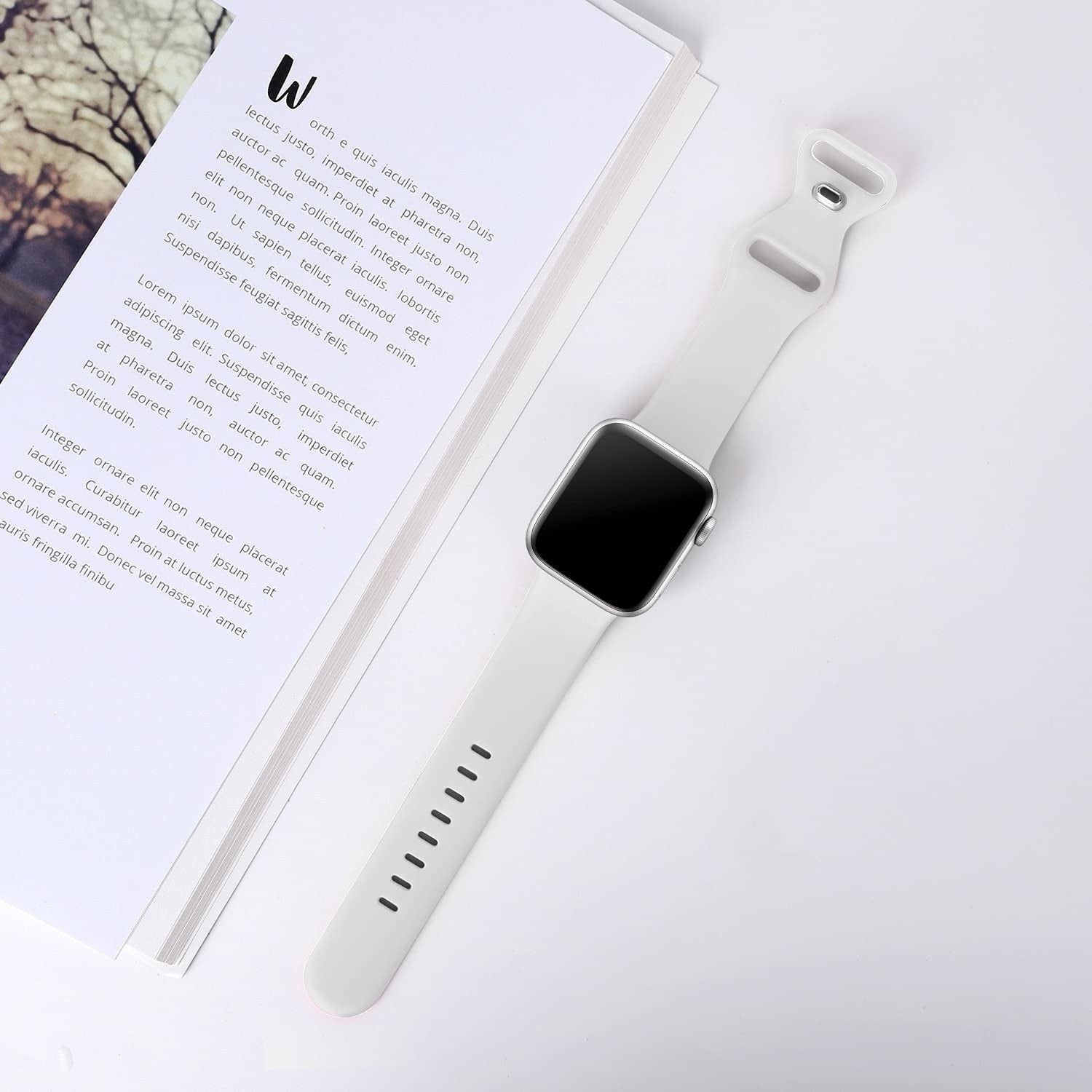 Apple Watch White Classic Silicone Band Replacement Strap