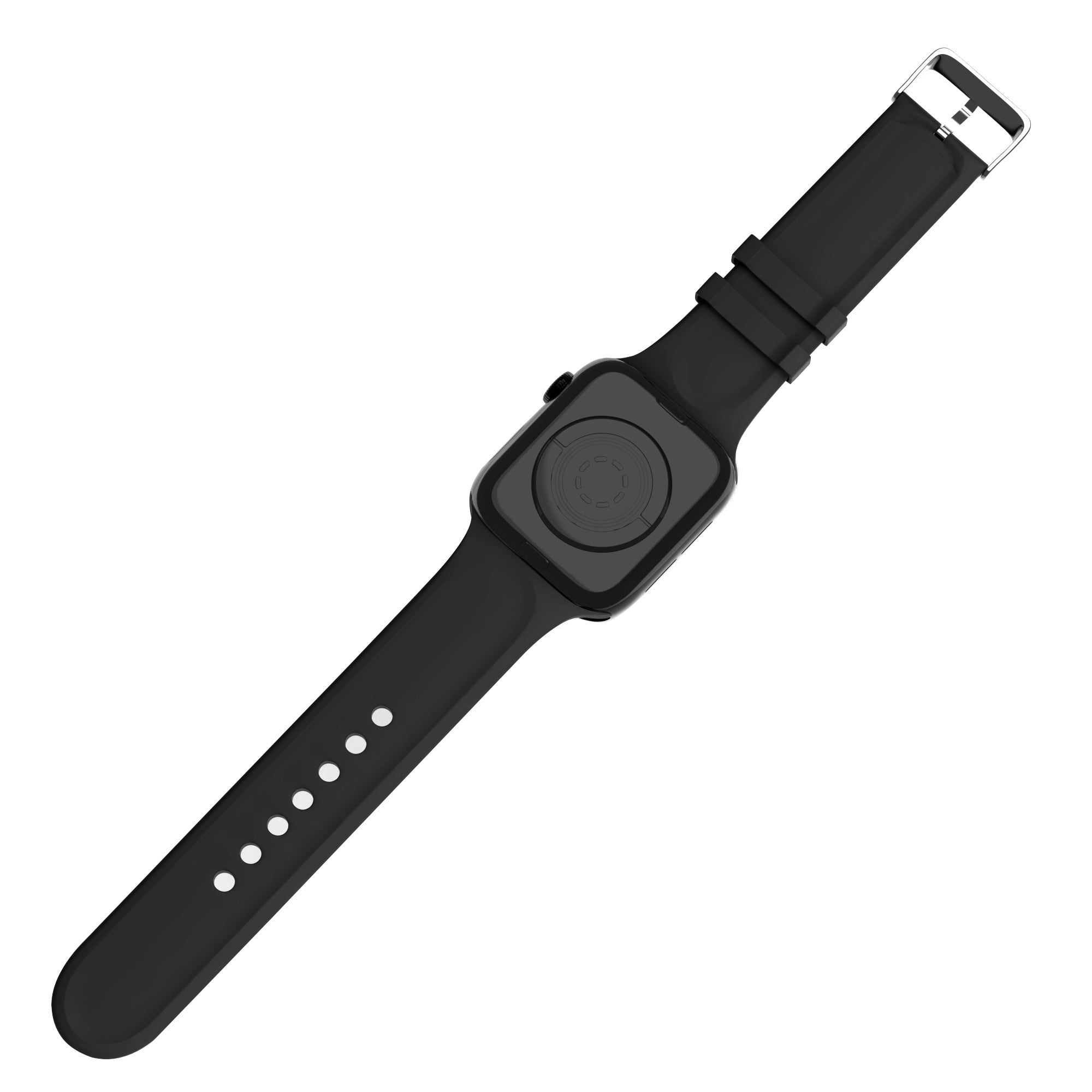Silicone Strap Apple Watch With Buckle In Black Finish