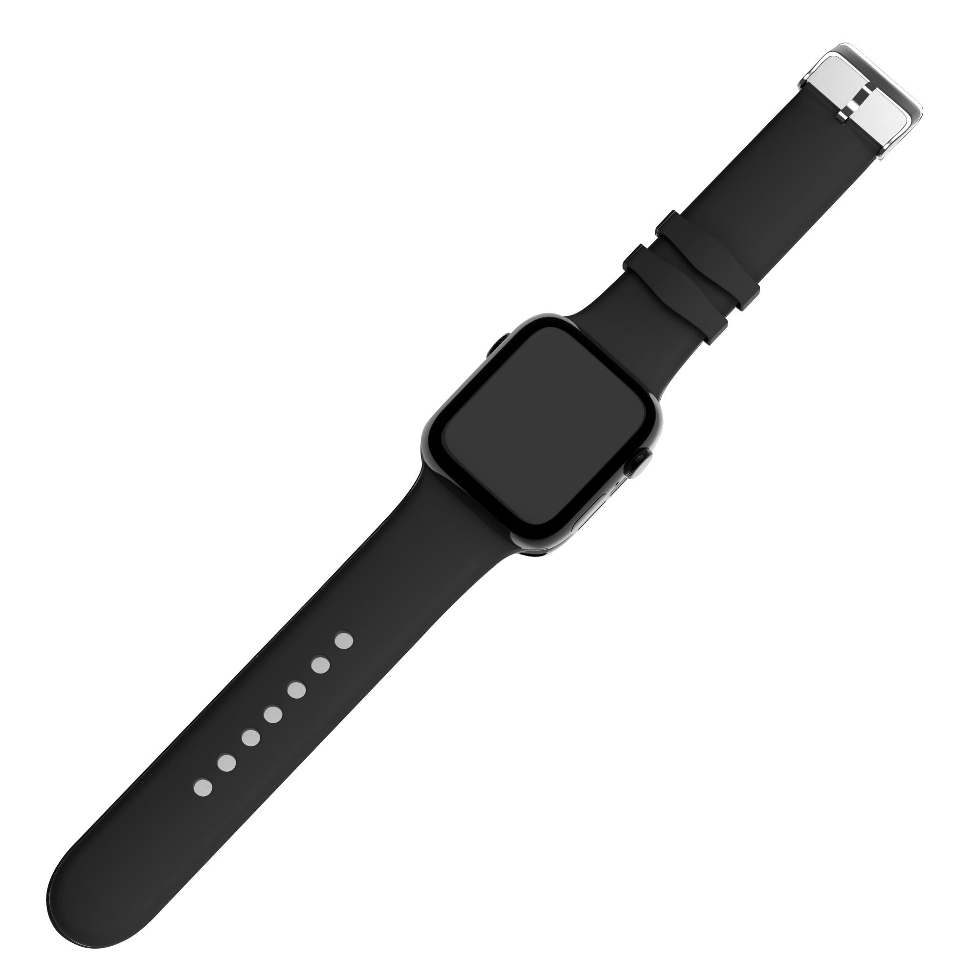 Silicone Strap Apple Watch With Buckle In Black Finish