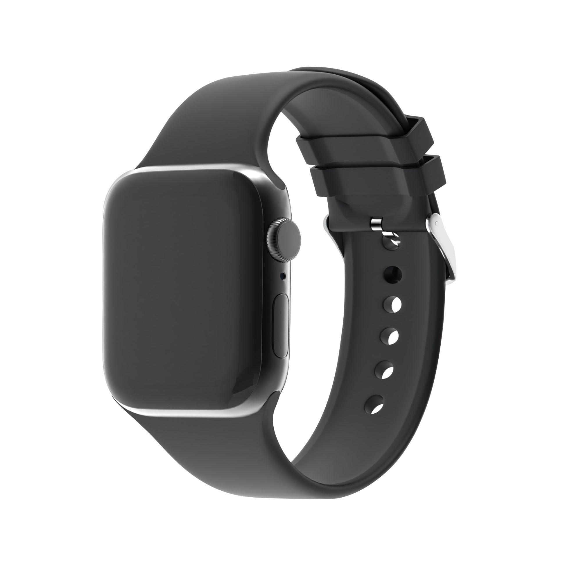 Silicone Strap Apple Watch With Buckle In Black Finish