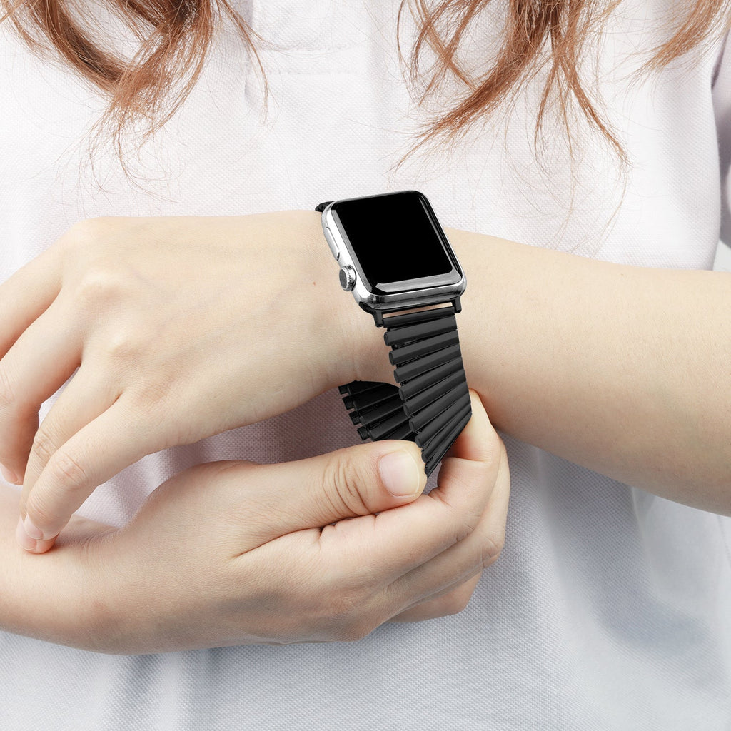Apple Watch Black Steel Elastic Strap Replacement Band
