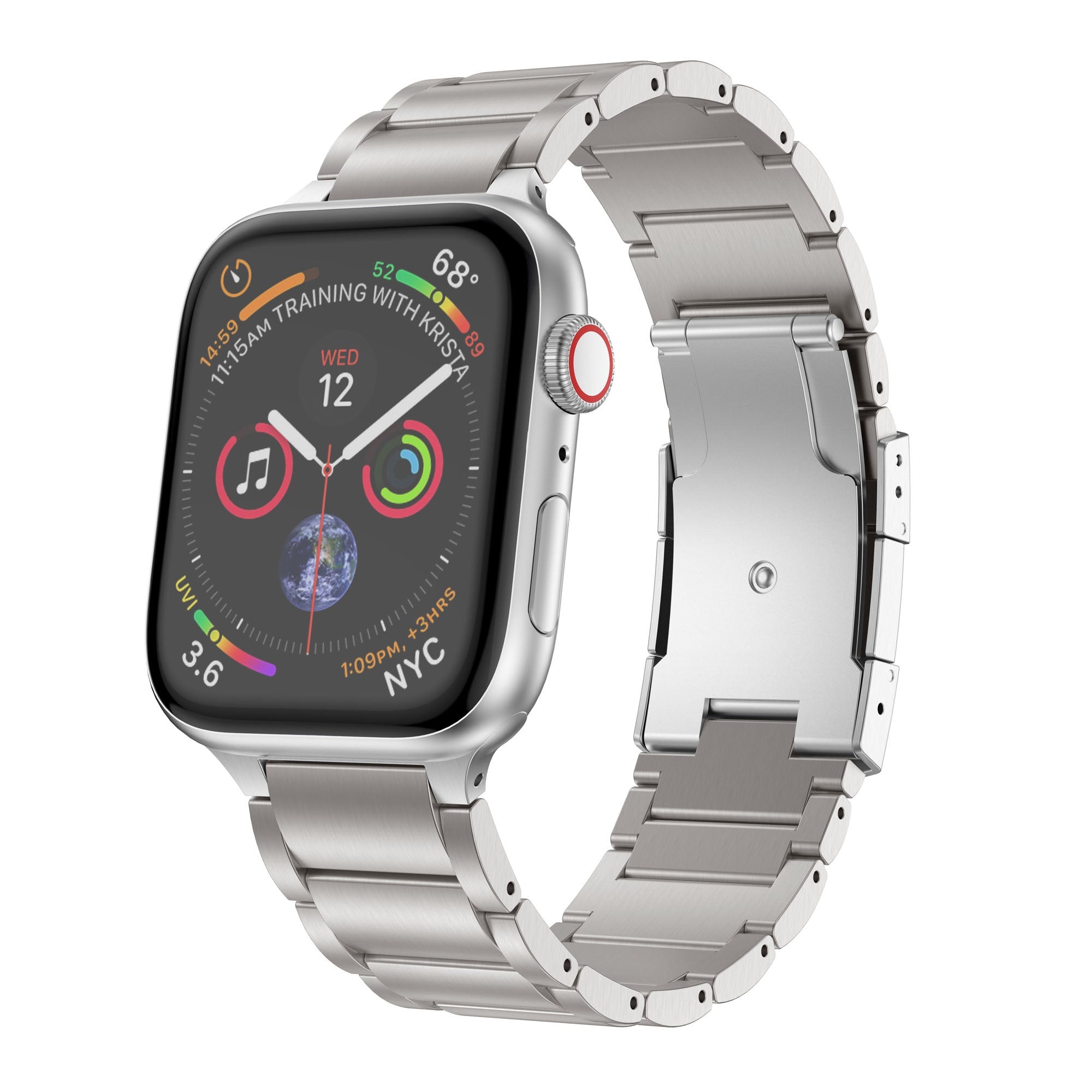 Apple Watch Titanium Band In Silver Compatible With Apple Watch
