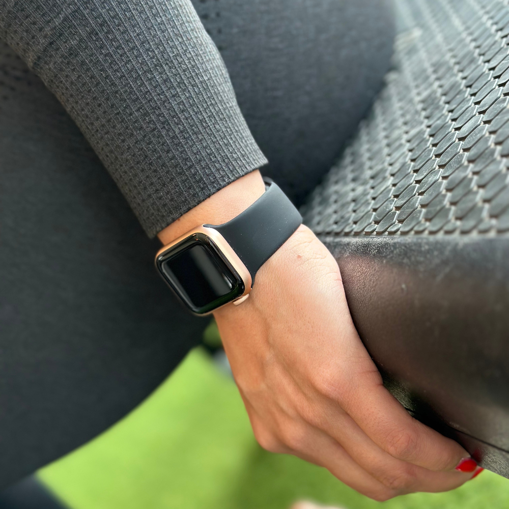Apple Watch Black Silicone Band With Push Button Double Loop Closure