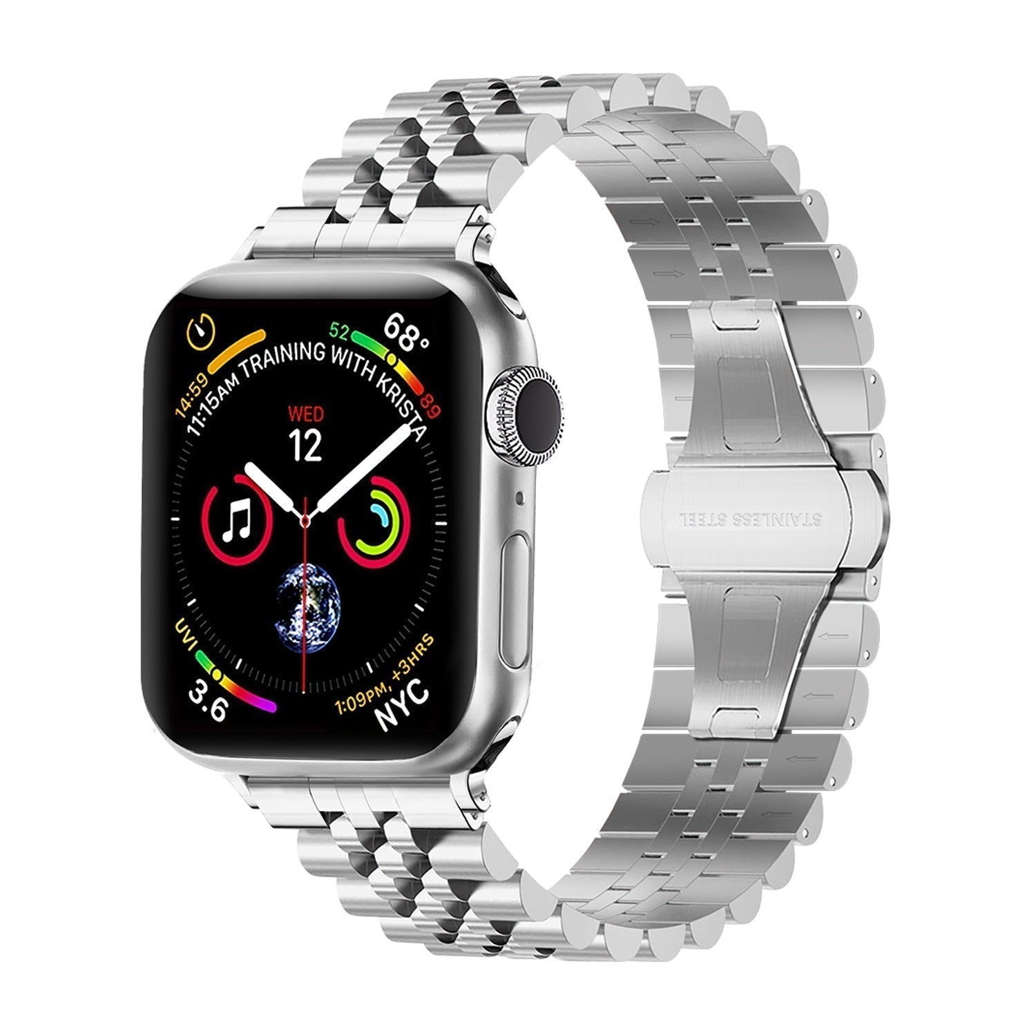 Jubilee Stainless Steel Band For Apple Watch Silver Wrist Strap