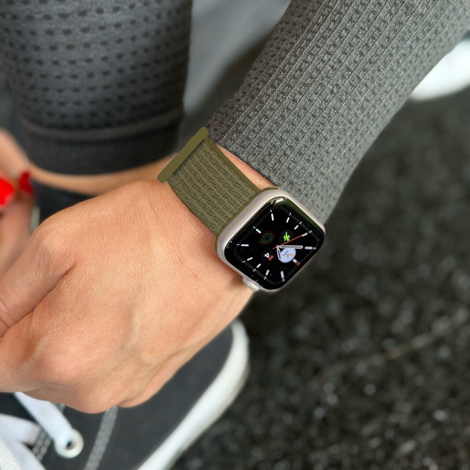 Olive Color Nylon Strap Apple Watch Soft Woven Comfort Band