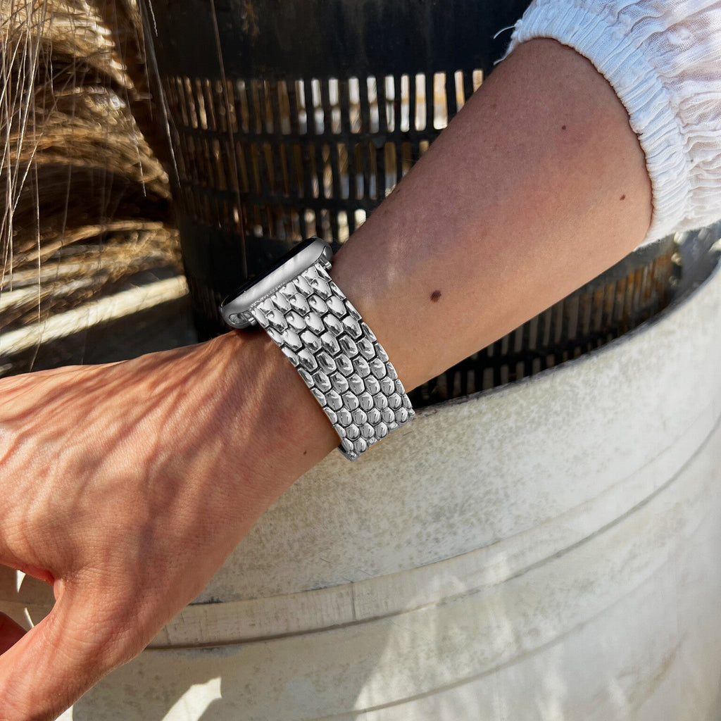 Dragon Steel Strap For Apple Watch In Silver Finish
