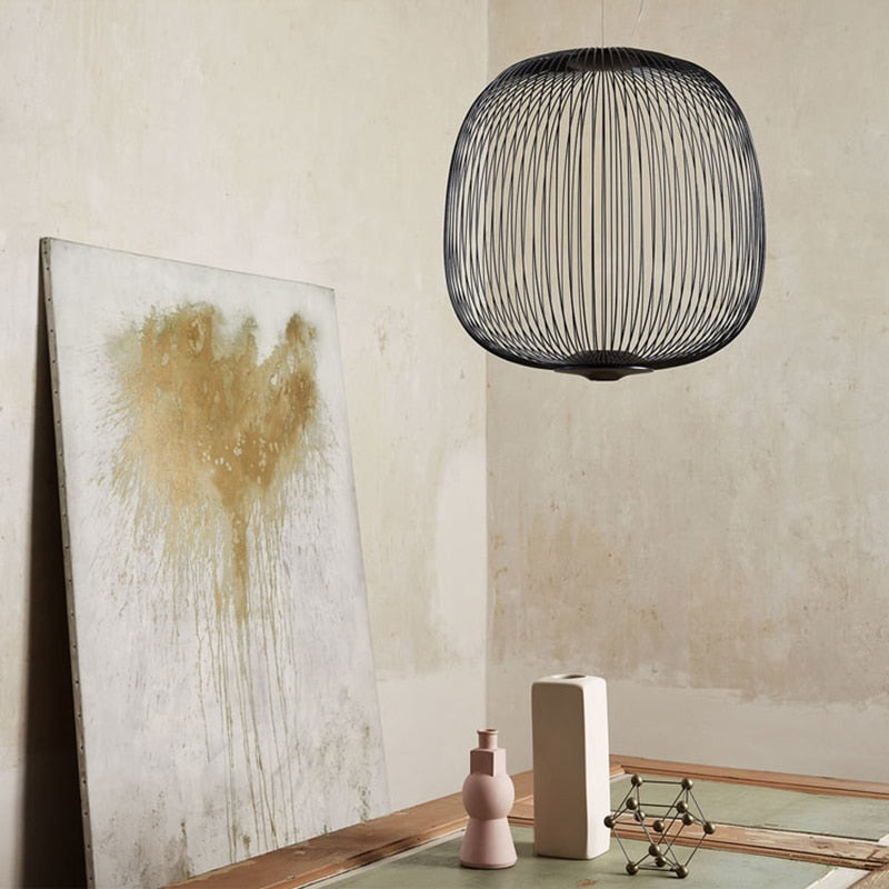 Lyra Spokes Pendant Light, Hanging Fixture, 52 Cm Diameter, 200 Cm Height