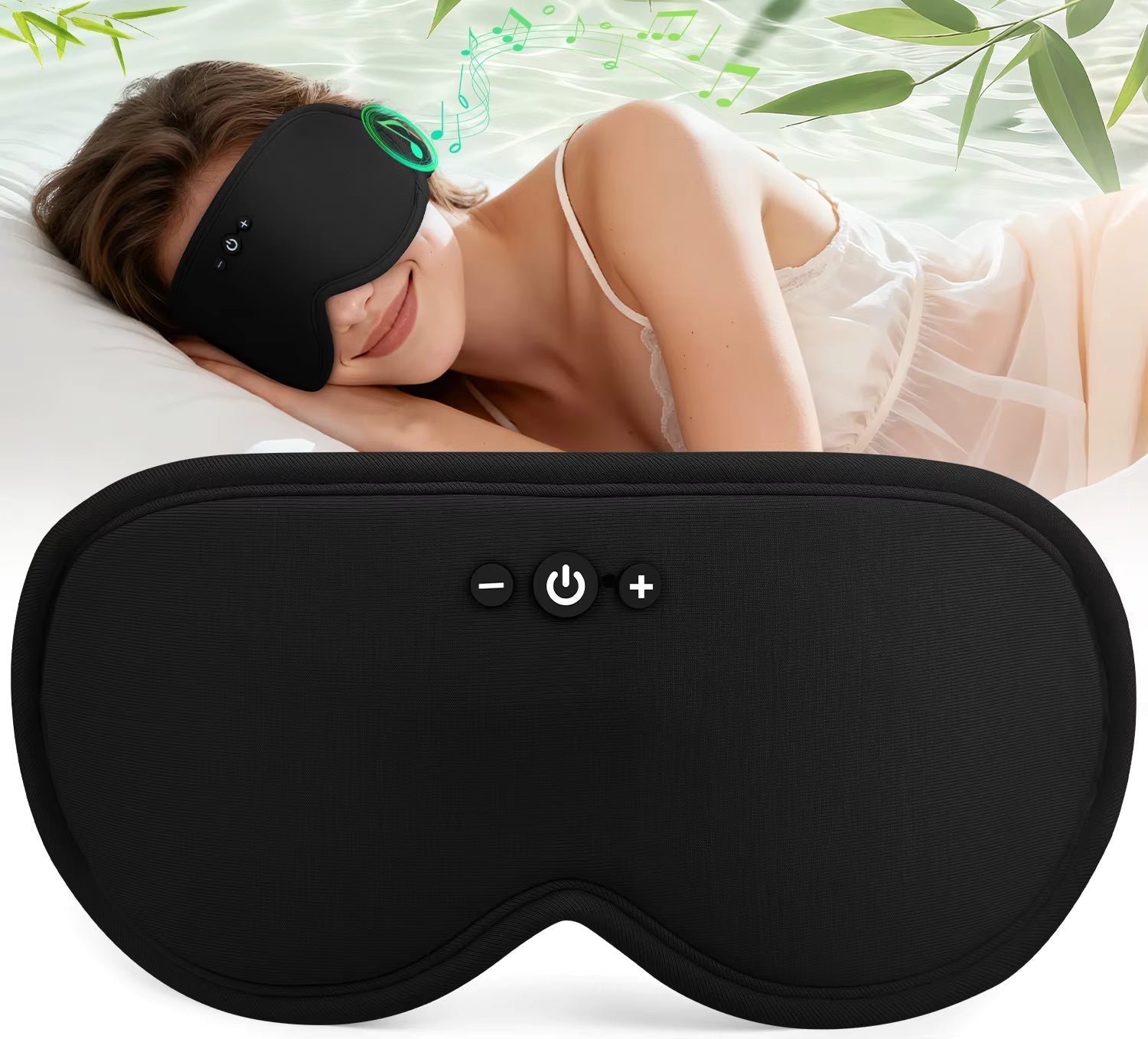 Serene Sleep Eye Mask With Bluetooth 5.4 And 3D Design For Light Blocking