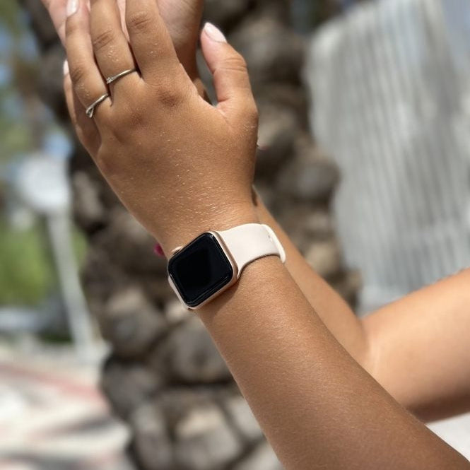 Xoxo Wildhearts Beige Silicone Strap For Apple Watch