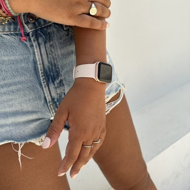 Xoxo Wildhearts Beige Silicone Strap For Apple Watch