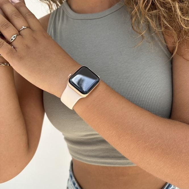Xoxo Wildhearts Beige Silicone Strap For Apple Watch