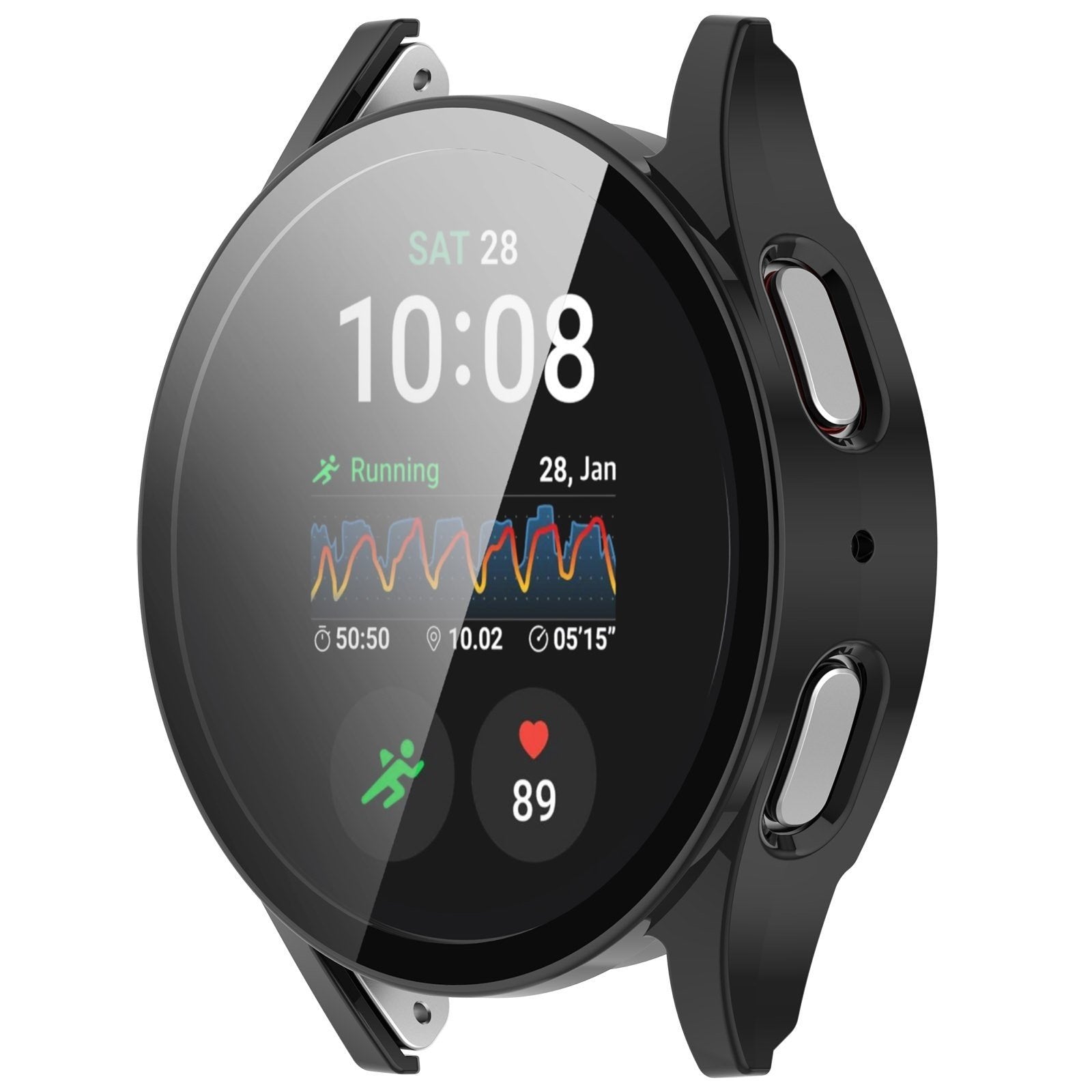 Black Protective Case With Glass For Samsung Galaxy Watch 7 40mm