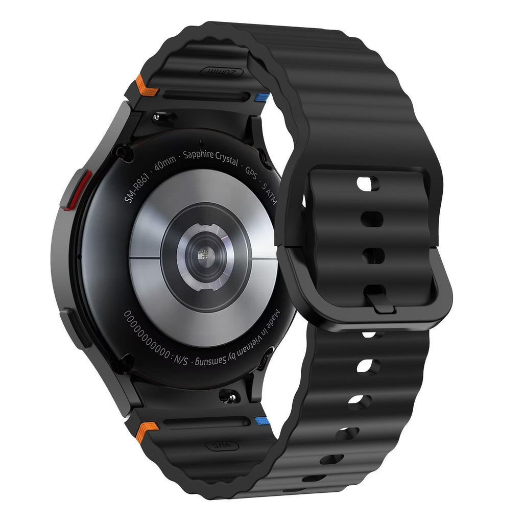 Wave Silicone Band For Samsung Galaxy Watch 7 44mm Black
