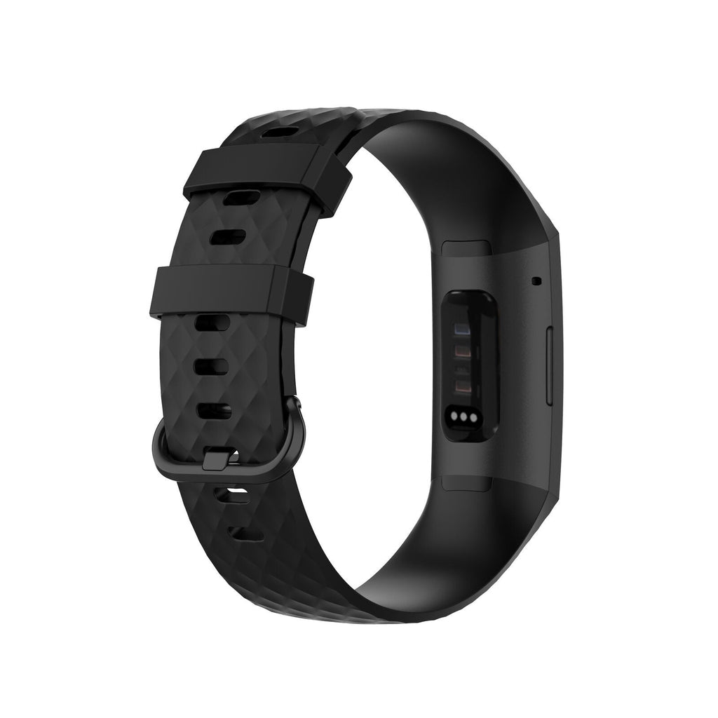 Replacement Silicone Strap In Black For Fitbit Charge 3